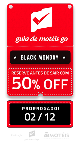Guia de motéis go, black monday, reserve antes de sair com 50% off, realização Guia de motéis go e ab motéis, associação brasileira de motéis
